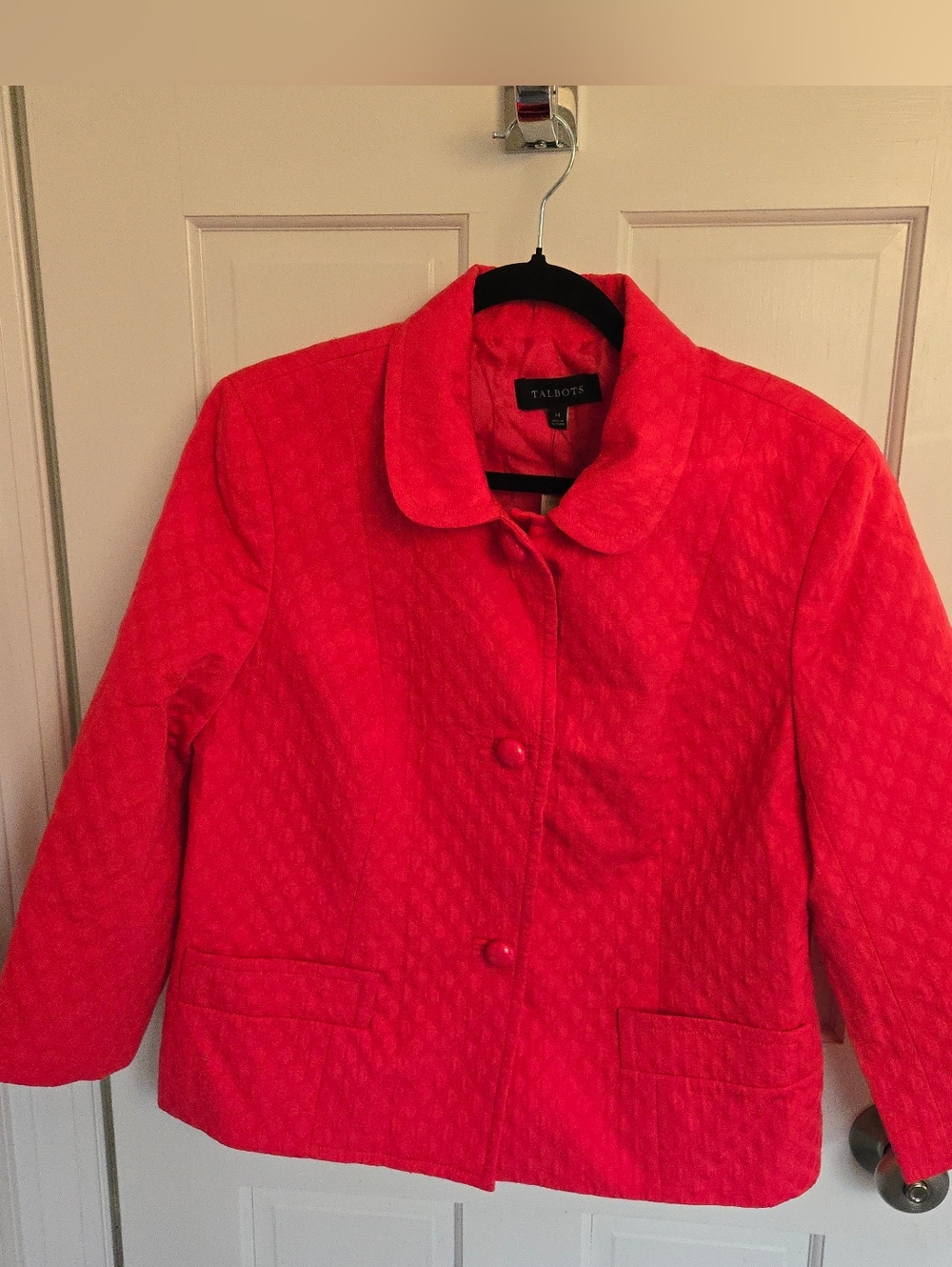 NWT Talbots Fuchsia Cropped Patterned Blazer SIze 14